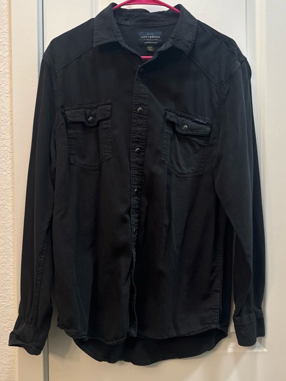 Lucky Brand Black Long-Sleeve Button-Down Shirt